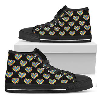 Autism Awareness Heart Black High Top Shoes - Monsterry CA