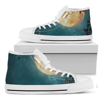 Autumn Full Moon Print White High Top Shoes - Monsterry UK
