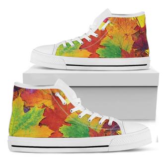 Autumn Maple Leaves Print White High Top Shoes - Monsterry AU