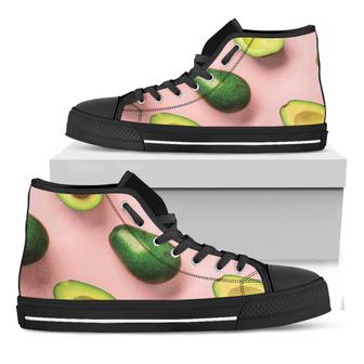 Avocado Cut In Half Black High Top Shoes - Monsterry