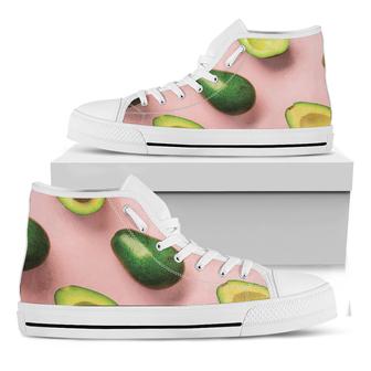 Avocado Cut In Half Pattern Print White High Top Shoes - Monsterry UK