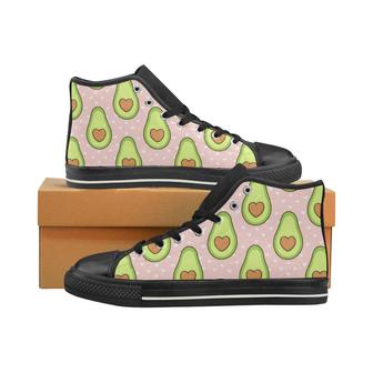 Avocado heart pink background Women's High Top Shoes Black - Monsterry AU