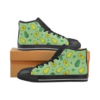 Avocado pattern green background Women's High Top Shoes Black - Monsterry DE