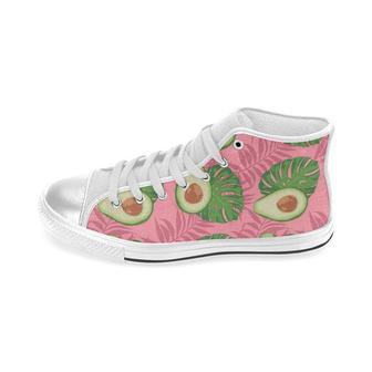 Avocado Slices Leaves Pink Back Ground Women'S High Top Shoes White - Monsterry UK