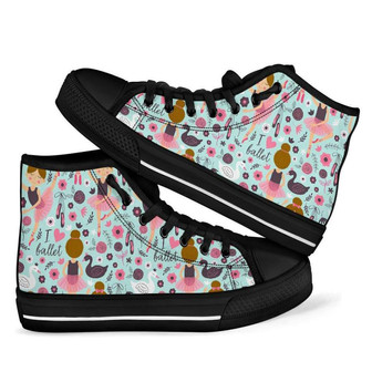 Ballet Girl Pattern Print Men Women's High Top Shoes - Monsterry