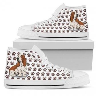 Basset Hound Dogs Womens High Top Shoes White - Monsterry DE