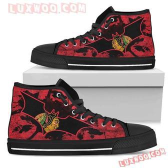 Batman Style Chicago Blackhawks High Top Shoes Sport Sneakers | Favorety AU