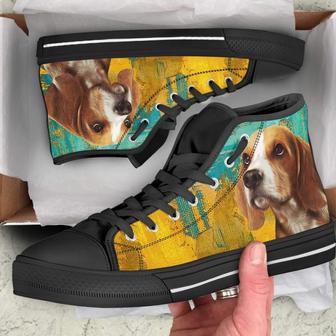 Beagle Dog Sneakers Colorful High Top Shoes Gift Idea - Monsterry AU