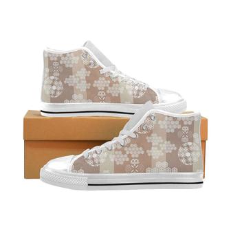 Beautiful hexagon japanese pattern Men's High Top Shoes White - Monsterry UK