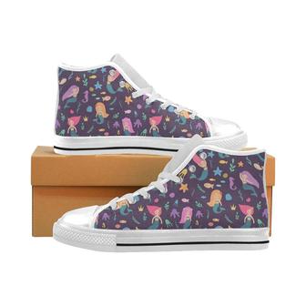 beautiful mermaid Fish jellyfish algae other marin Men's High Top Shoes White - Monsterry AU