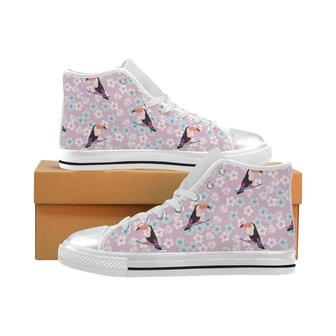 Beautiful toucan flower leaves Women's High Top Shoes White - Monsterry UK