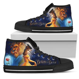 Beauty And The Beast Sneakers High Top Shoes Gift Idea | Favorety UK
