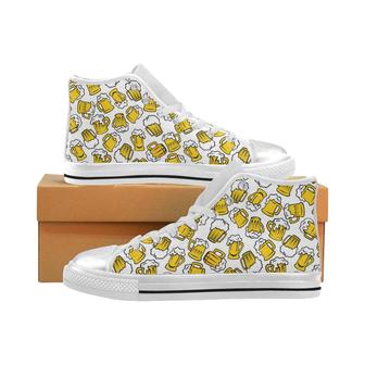 Beer design pattern Women's High Top Shoes White - Monsterry