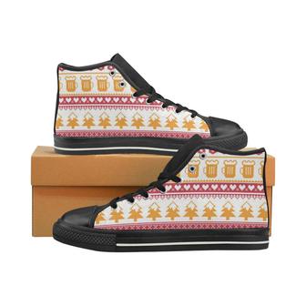 Beer Sweater Printed Pattern Women's High Top Shoes Black - Monsterry UK