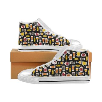 Beer type pattern Women's High Top Shoes White - Monsterry