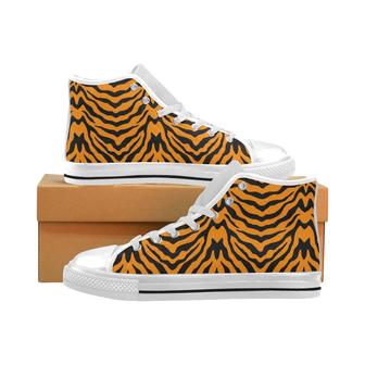Bengal tigers skin print pattern Men's High Top Shoes White - Monsterry AU