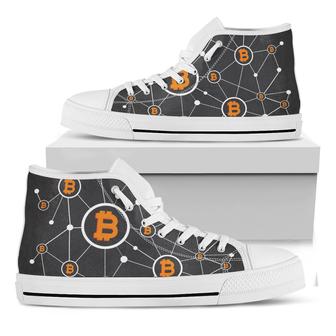 Bitcoin Connection Pattern Print White High Top Shoes - Monsterry DE