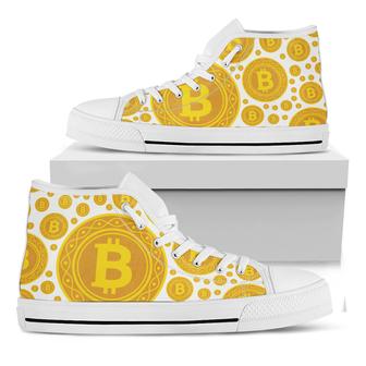 Bitcoin Crypto Pattern Print White High Top Shoes - Monsterry UK