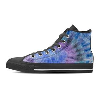Black And Blue Tie Dye Men's High Top Shoes - Monsterry CA