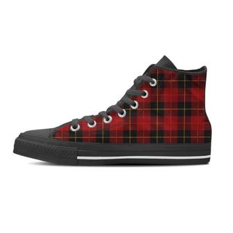 Black And Red Plaid Tartan Women's High Top Shoes - Monsterry