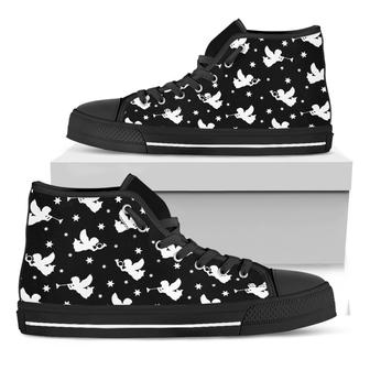 Black And White Angel Black High Top Shoes - Monsterry UK