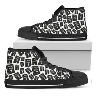 Black And White Holy Bible Black High Top Shoes - Monsterry DE