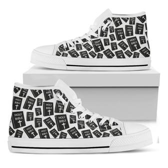 Black And White Holy Bible White High Top Shoes - Monsterry CA