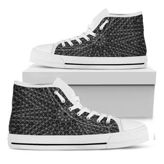 Black And White Kaleidoscope Print White High Top Shoes - Monsterry