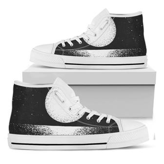 Black And White Moonlight Print White High Top Shoes - Monsterry DE