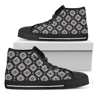 Black And White Navajo Black High Top Shoes - Monsterry DE