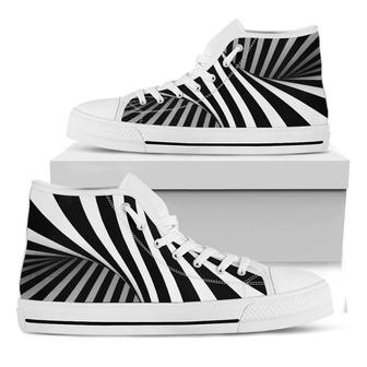 Black And White Spiral Twist Illusion Print White High Top Shoes - Monsterry DE