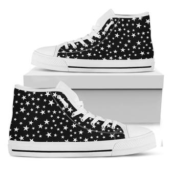 Black And White Star Pattern Print White High Top Shoes - Monsterry UK