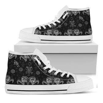Black And White Wicca Gothic Print White High Top Shoes - Monsterry UK