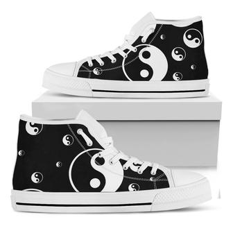 Black And White Yin Yang White High Top Shoes - Monsterry DE
