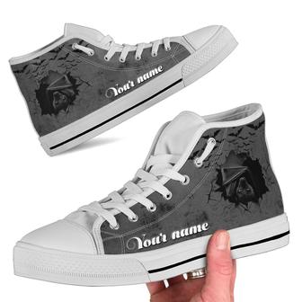 Black Bat Custom Name Men High Top Shoes For Vampire Lovers In Daily Life - Monsterry AU