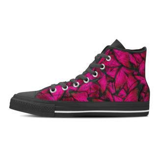 Black Pink Butterfly Print Men's High Top Shoes | Favorety