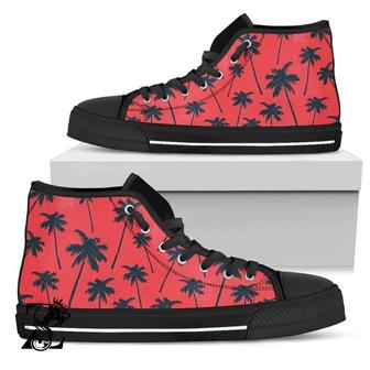 Black Red Palm Tree Women'S High Top Shoes - Monsterry DE