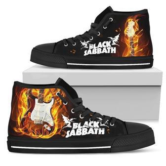 Black Sabbath Sneakers Fire Guitar High Top Shoes Gift For Fan | Favorety UK