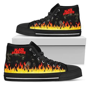 Black Sabbath Sneakers Flame High Top Shoes Music Fan | Favorety CA