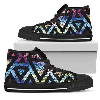Black Triangle Galaxy Space Print Women's High Top Shoes - Monsterry DE