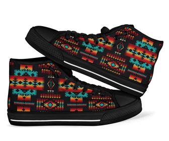 Black Tribal Native American High Top Shoes - Monsterry