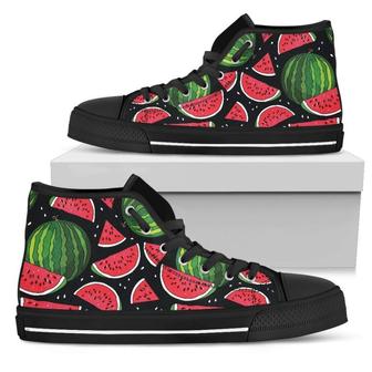 Black Watermelon Pieces Women's High Top Shoes - Monsterry CA