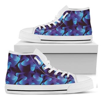 Blue Abstract Spirit Print White High Top Shoes - Monsterry