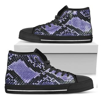 Blue And Black Snakeskin Print Black High Top Shoes - Monsterry AU