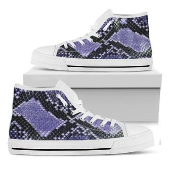 Blue And Black Snakeskin Print White High Top Shoes - Monsterry UK