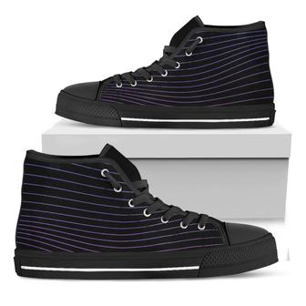 Blue And Purple Edm Wave Print Black High Top Shoes - Monsterry CA