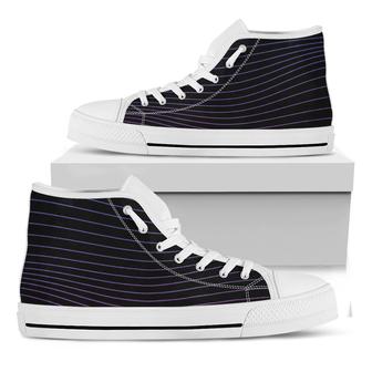Blue And Purple Edm Wave Print White High Top Shoes - Monsterry UK