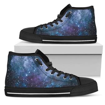 Blue Cloud Starfield Galaxy Space Print Women's High Top Shoes - Monsterry