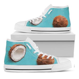 Blue Coconut Pattern Print White High Top Shoes - Monsterry