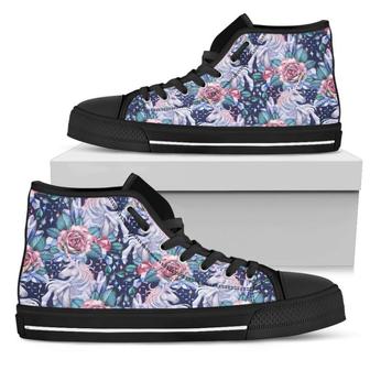Blue Fairy Rose Unicorn Women's High Top Shoes - Monsterry CA